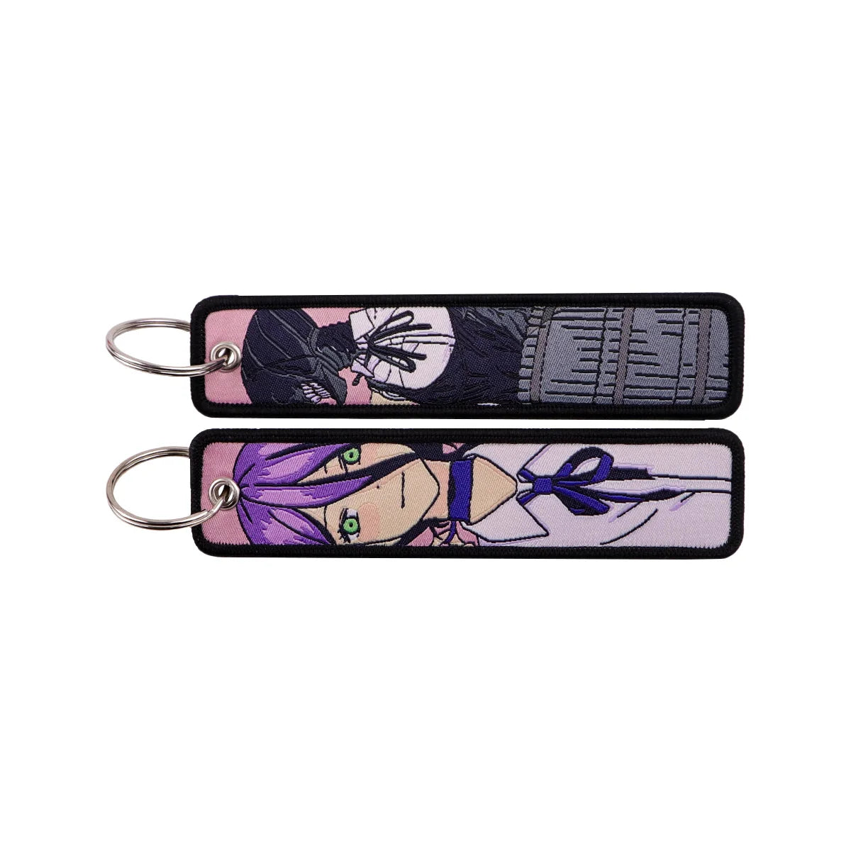 Anime Embroidery Keychain Tag – Cartoon Character Key Ring for Motorcycle, Car & Backpack