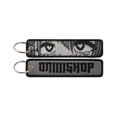 Anime Embroidery Keychain Tag – Cartoon Character Key Ring for Motorcycle, Car & Backpack