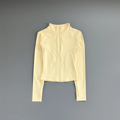 Women's Slim-Fit Zip-Up Athletic Jacket – Long Sleeve Running & Yoga Top