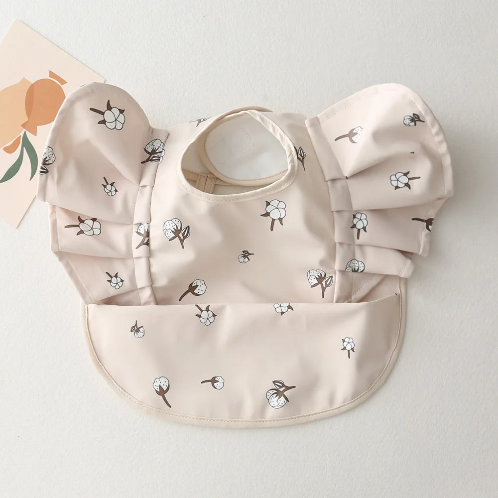 Waterproof Baby Bib with Pocket & Ruffle Sleeves