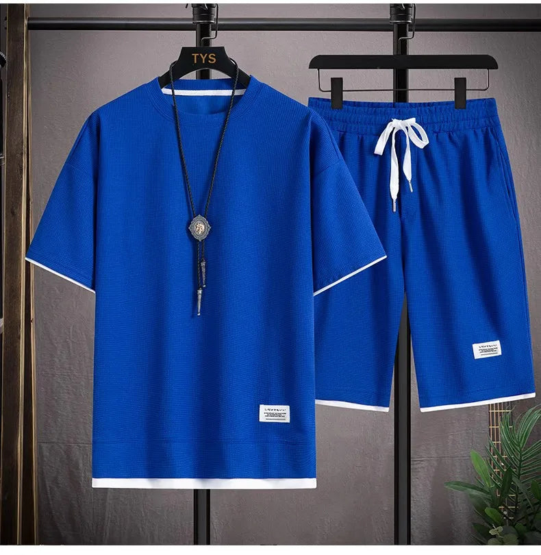 Men's Casual Tracksuit Set – T-Shirt & Shorts 2-Piece Outfit