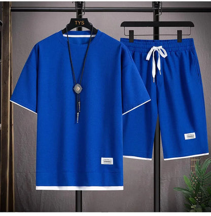 Men's Casual Tracksuit Set – T-Shirt & Shorts 2-Piece Outfit