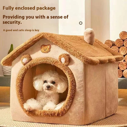 Enclosed Pet House Bed for Small Dogs & Cats