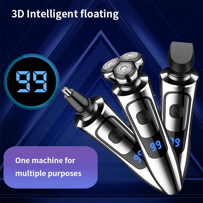 Men's Electric Shaver – Rechargeable 3-Head Rotary Razor with LED Display
