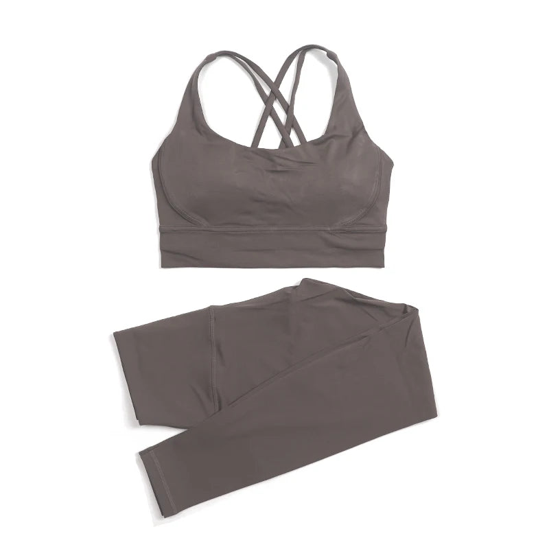 Women's 2-Piece Yoga Set – Nylon Sports Bra & High-Waist Leggings