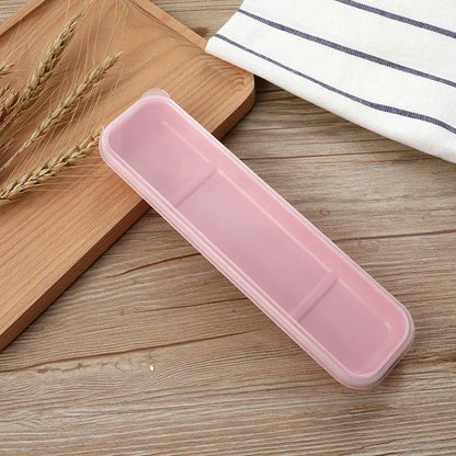 Portable Utensil Storage Box with Spoon, Fork & Chopsticks