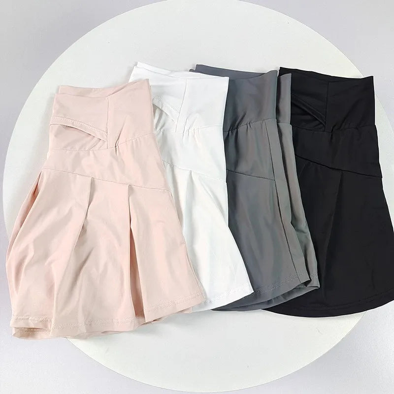 Ice Silk Skort for Women – High Waist Quick-Dry Athletic Skirt