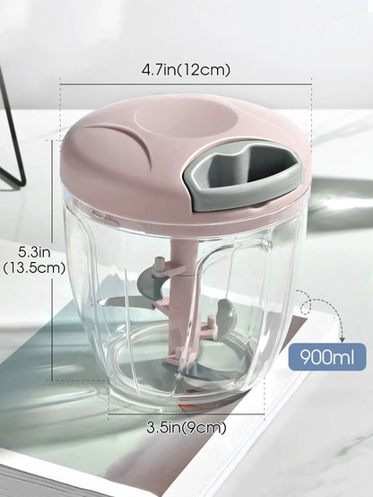 Manual Garlic Chopper – Rotating Vegetable Cutter & Crusher, 500/900ML