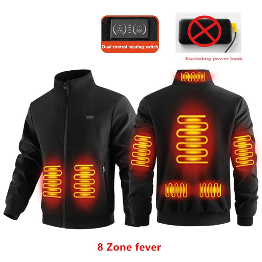 8-Zone Electric Heated Jacket for Men & Women – Polar Fleece Winter Coat
