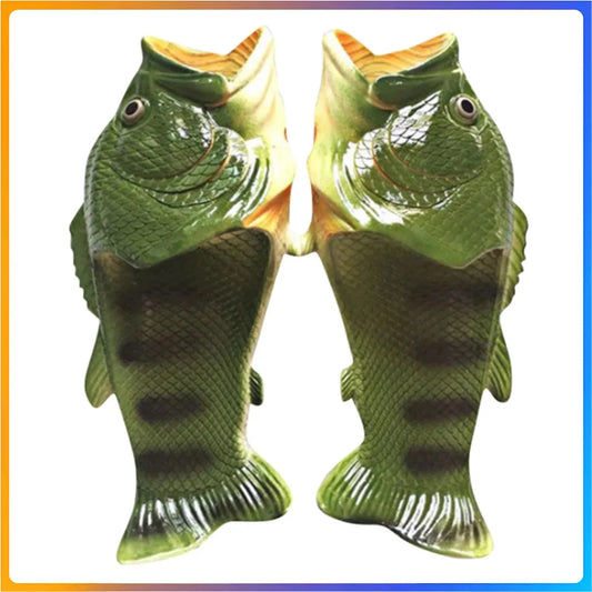 Fish Slippers Funny Novelty Sandals for Women Men & Family - Sizes 32-46