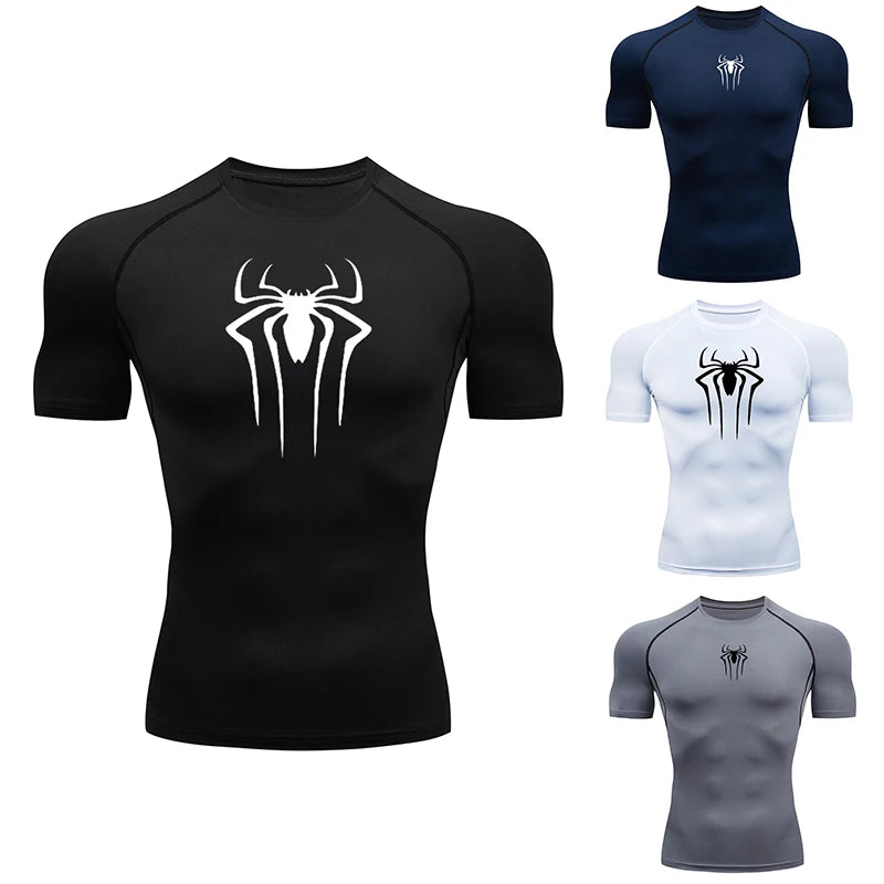 Men's Compression Short Sleeve Gym T-Shirt Spider Print