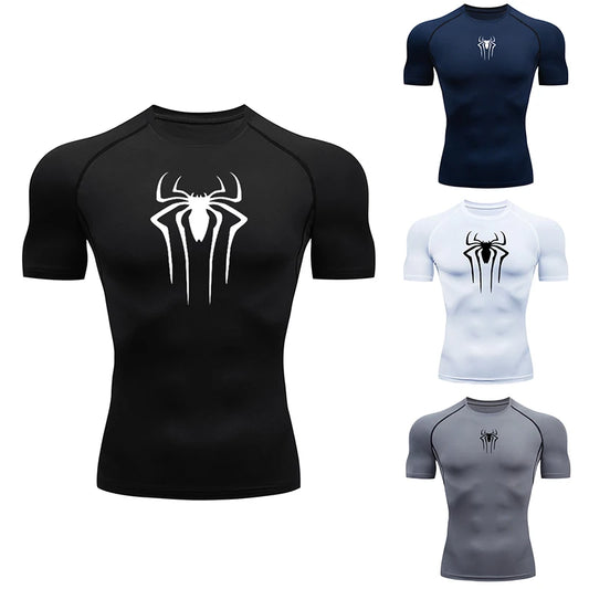 Men's Compression Short Sleeve Gym T-Shirt Spider Print
