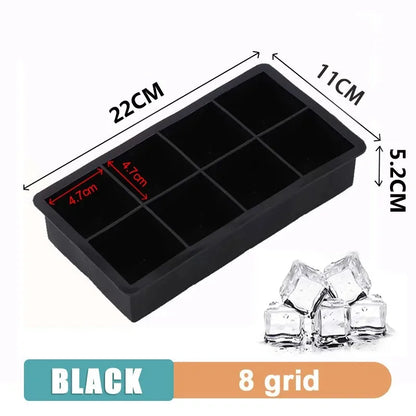 Large Silicone Ice Cube Tray – Multiple Grid Sizes & Colors