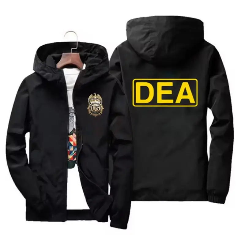 Men's Printed Windbreaker Jacket – Lightweight Hooded Zip Coat