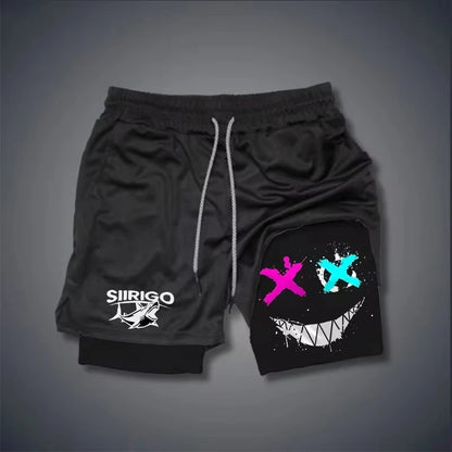 Men's 2-in-1 Graphic Print Fitness Shorts