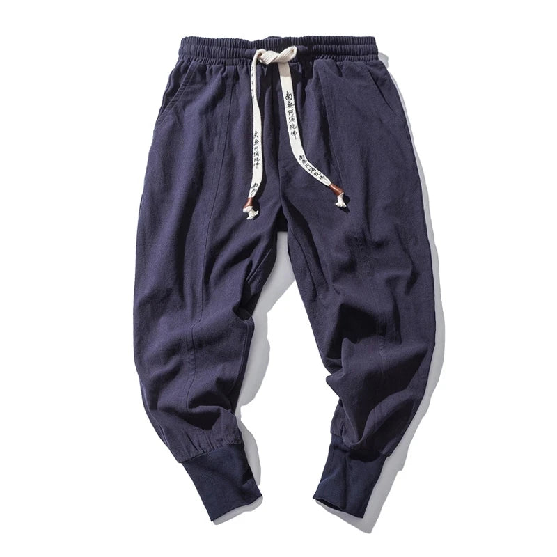 Men's Cotton Linen Harem Pants – Baggy Drop-Crotch Joggers