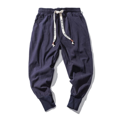 Men's Cotton Linen Harem Pants – Baggy Drop-Crotch Joggers