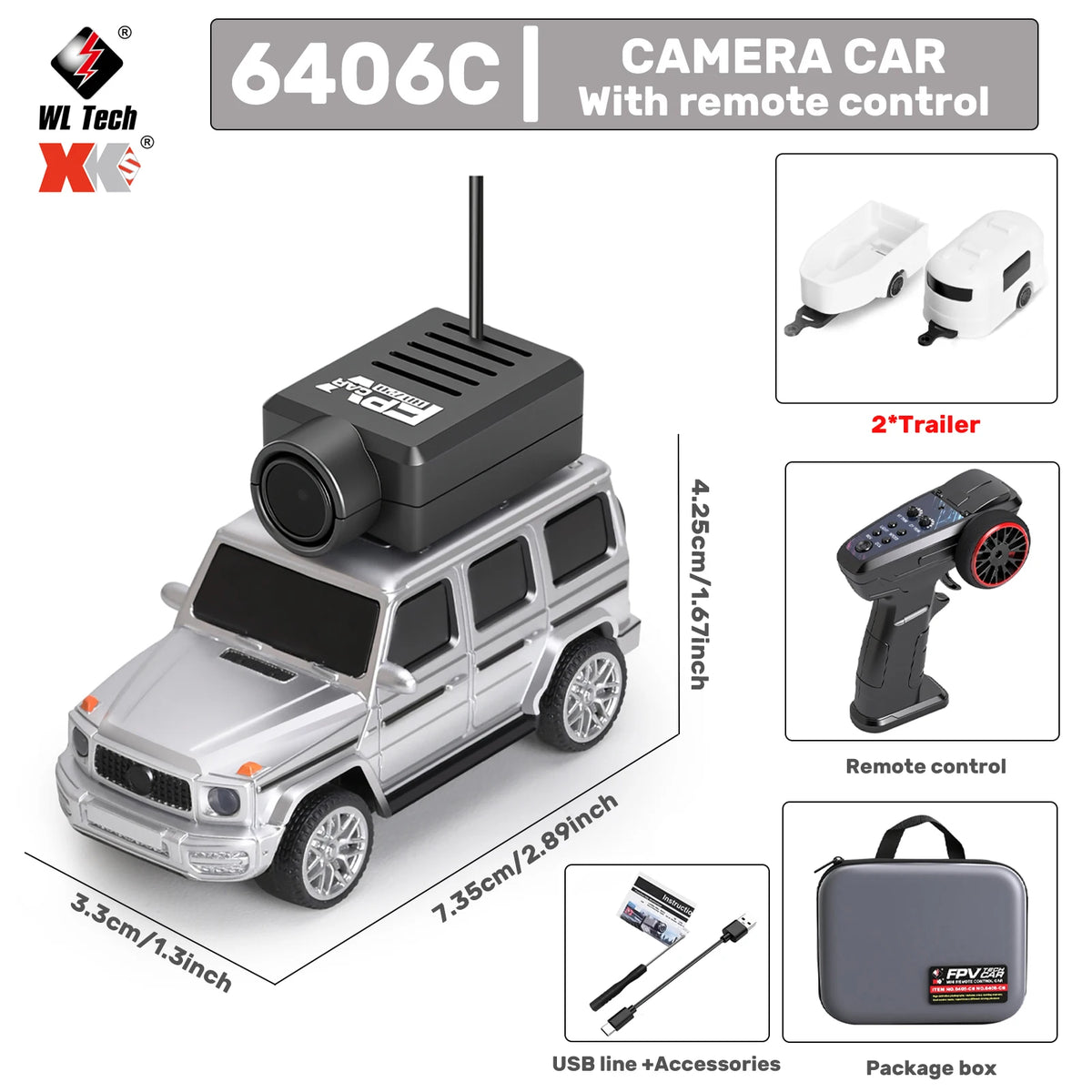 WLToys Mini RC Car with 720P FPV Camera WiFi App Control 1:64 Scale