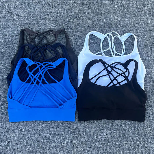 Women's Sports Bra – Push Up Cross-Back Shockproof Gym Yoga Running