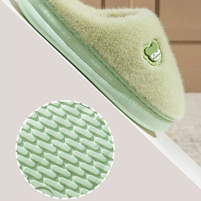 Memory Foam Plush Slippers for Men & Women – Non-Slip Thick Sole