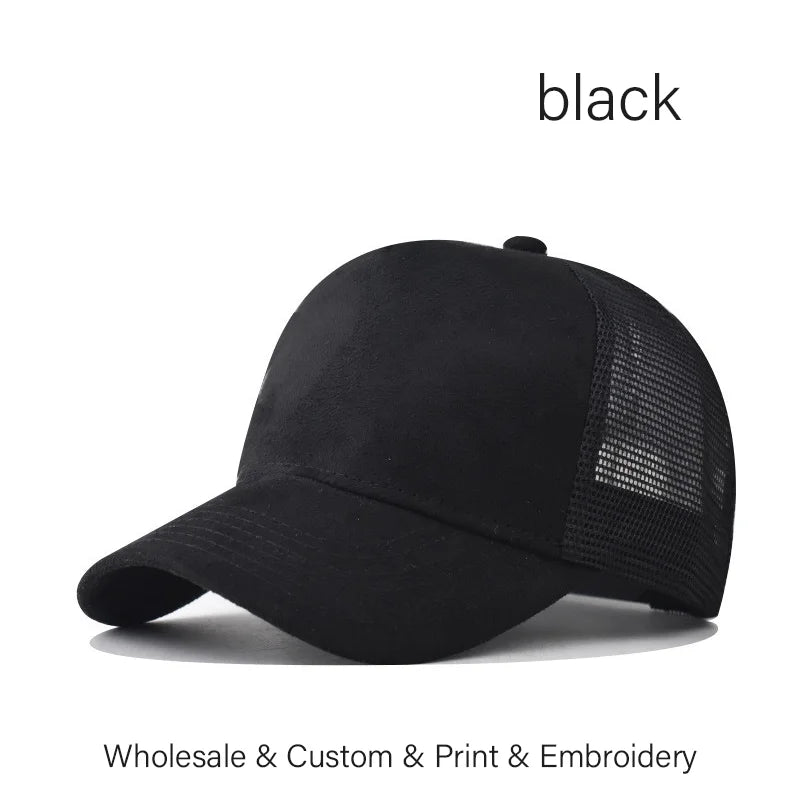 Custom Logo Suede Mesh Trucker Baseball Cap – Embroidery & Print
