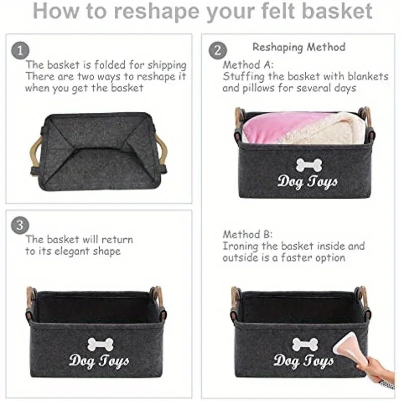 Pet Toy Storage Basket – Chest Organizer for Dog & Cat Toys