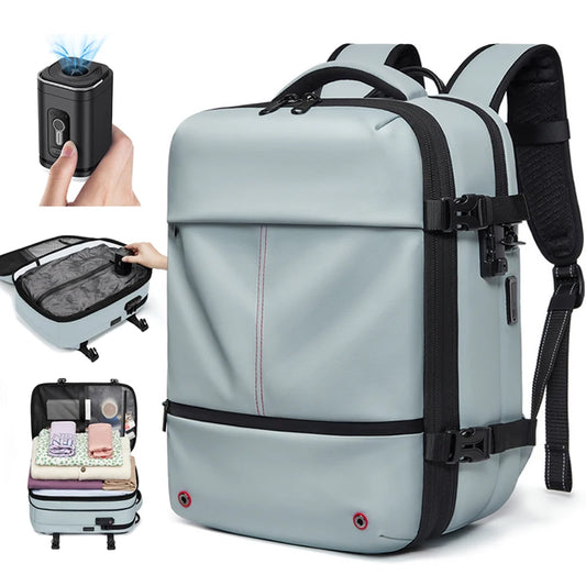 Vacuum Compression Travel Backpack with USB Charging & Laptop Compartment