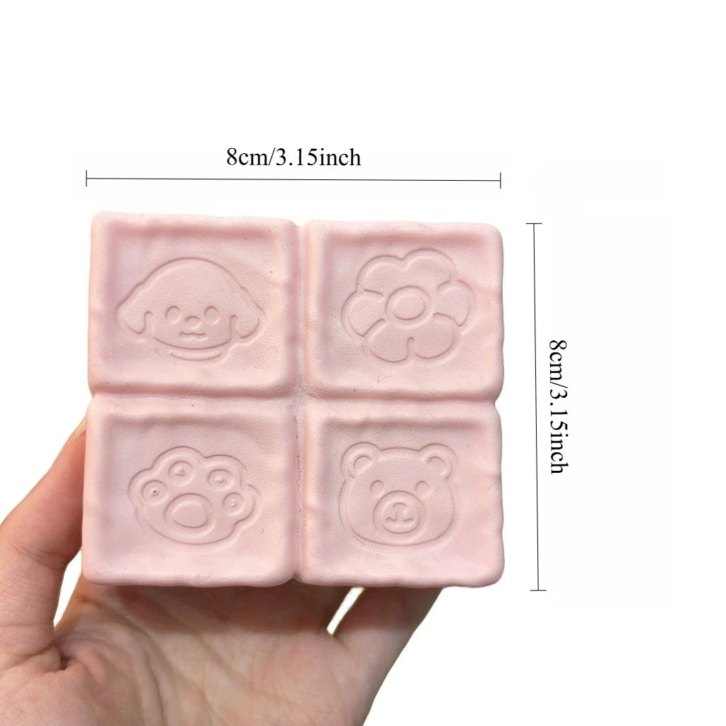 Cartoon Squishy Chocolate Bar Fidget Toy – 4-Grid Squeeze
