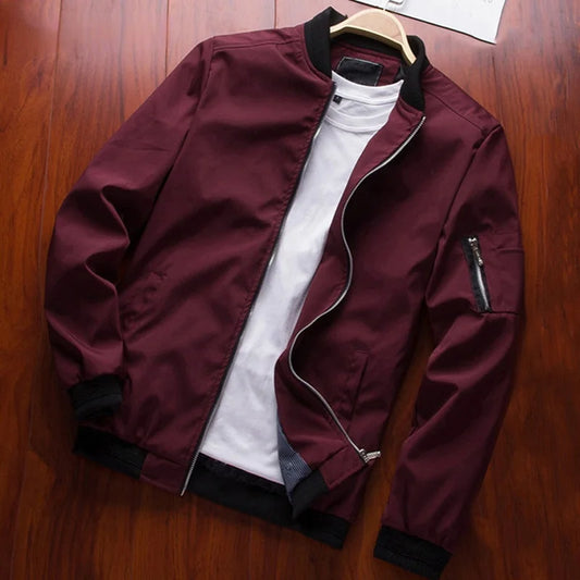 Men's Slim Fit Bomber Jacket – Lightweight Windbreaker Zip Coat