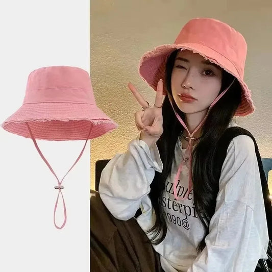 Wide Brim Bucket Hat – Women's Summer Beach Sun Hat with Chin Strap