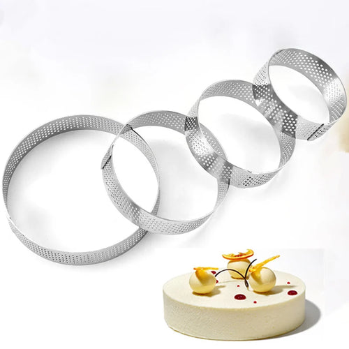 Stainless Steel Perforated Tart Ring Mold – Round Pastry & Mousse Cake Circle