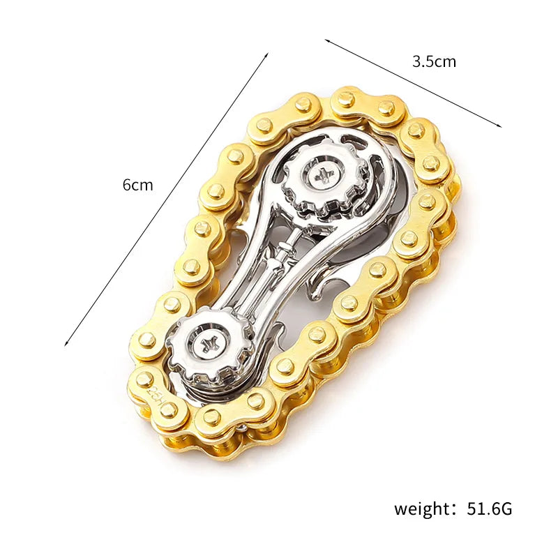 Metal Bike Chain Fidget Spinner – Gear Flywheel EDC Toy for Adults