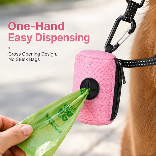 Dog Poop Bag Dispenser – Portable Holder with Carabiner Clip