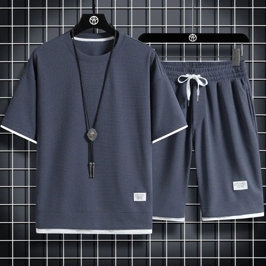 Men's Casual Tracksuit Set – T-Shirt & Shorts 2-Piece Outfit