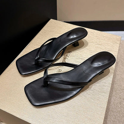 Women's Clip Toe Heeled Slides – Chic Low Heel Dress Slippers