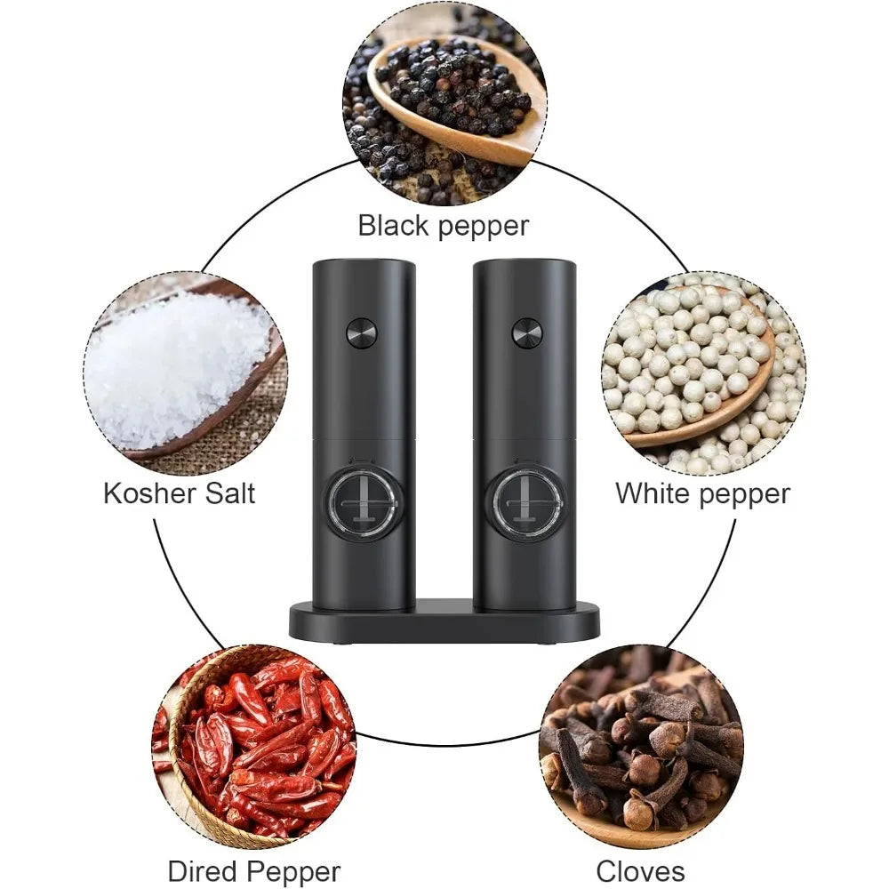 Electric Pepper & Salt Grinder Set – Battery Powered, Adjustable Coarseness