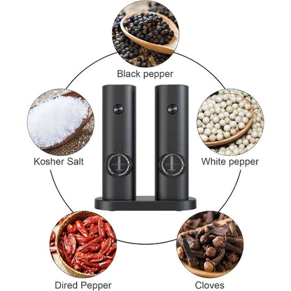 Electric Pepper & Salt Grinder Set – Battery Powered, Adjustable Coarseness