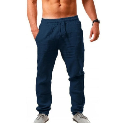 Men's Cotton Linen Drawstring Pants – Casual Streetwear Trousers