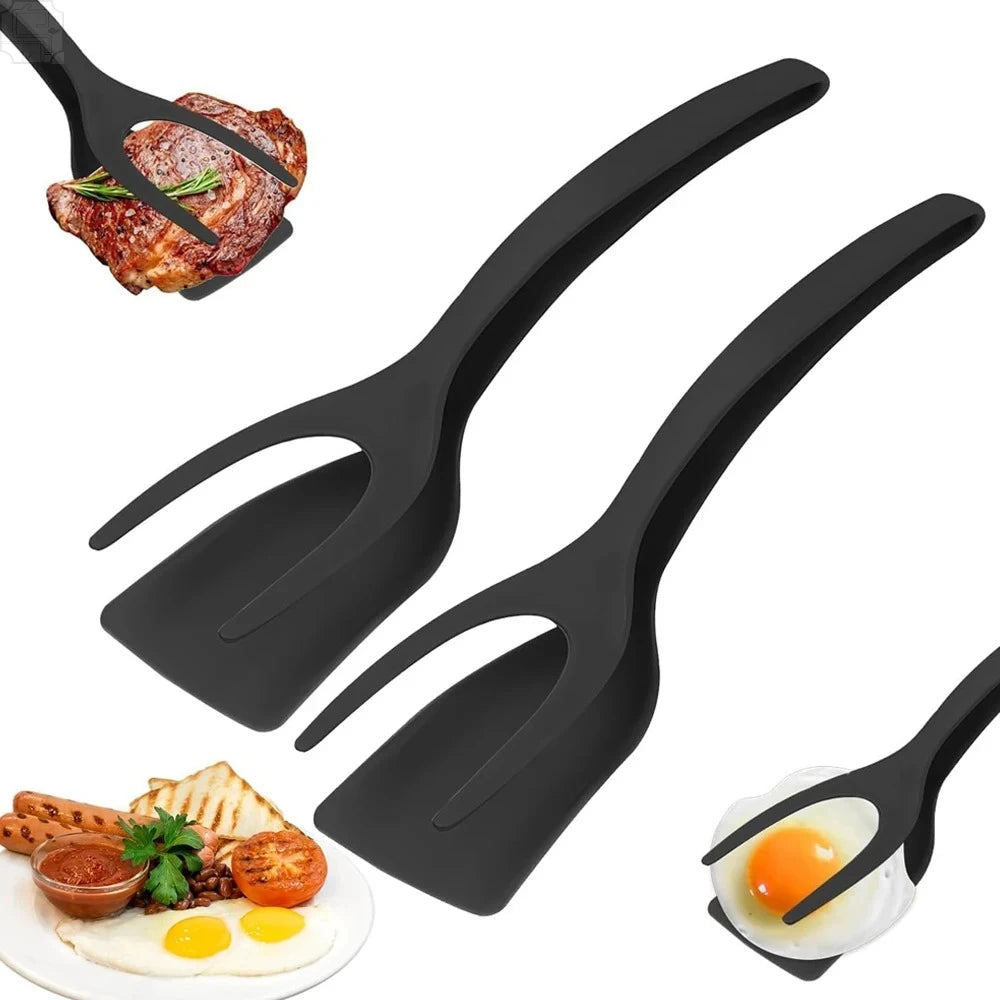 2-in-1 Flip Spatula Tongs – Nylon Non-Stick Kitchen Tool