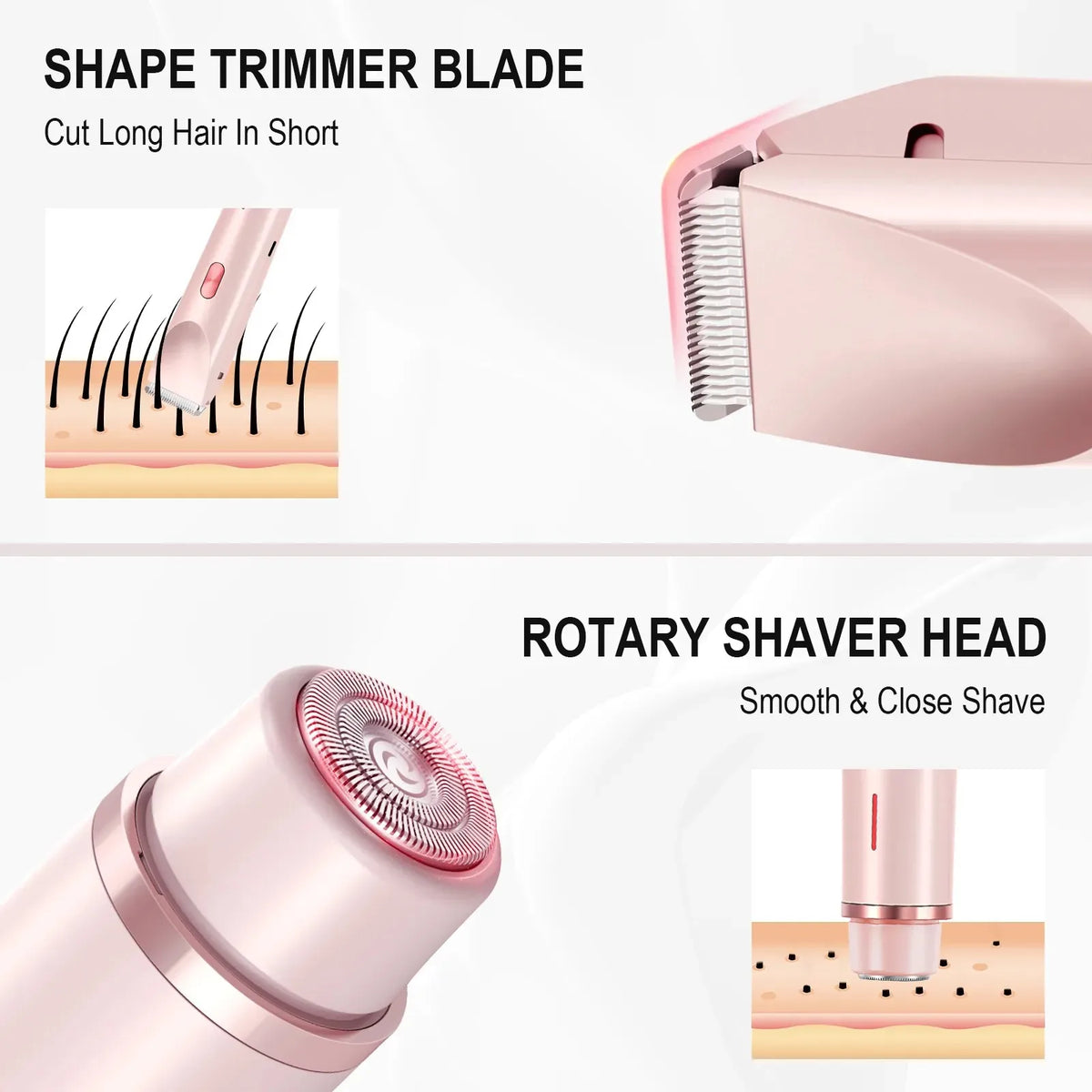 2-in-1 Women's Electric Razor & Bikini Trimmer – Face, Body & Leg Hair Removal