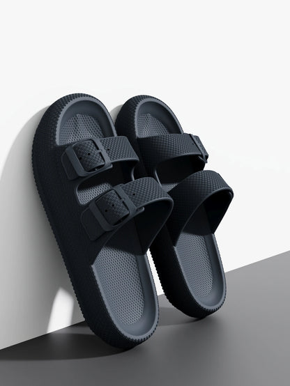 Men's Thick Sole Double Strap Sandals – Non-Slip Outdoor & Shower