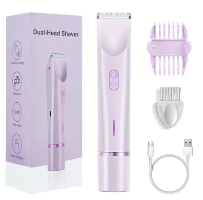 2-in-1 Women's Electric Razor & Bikini Trimmer – Face, Body & Leg Hair Removal