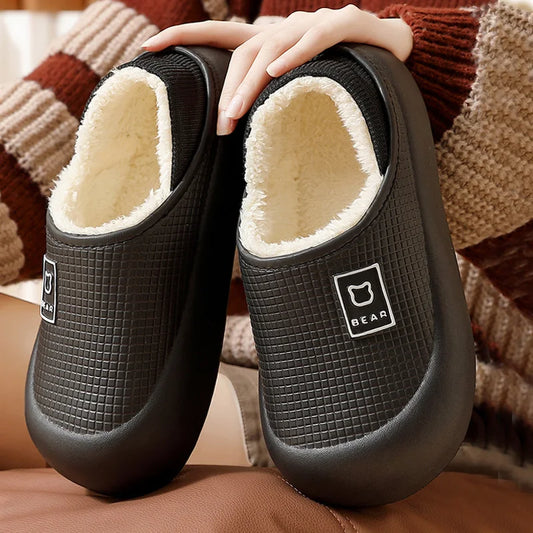 Waterproof Plush Cotton Slippers Non-Slip Thick Sole for Men & Women
