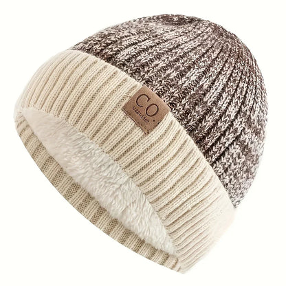 Fleece-Lined Knit Beanie Hat – Unisex Brimless Winter Cap