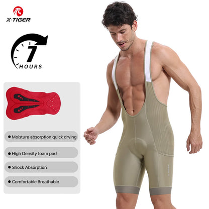 X-Tiger Men's Cycling Bib Shorts – Pro Foam Pad, Long Distance