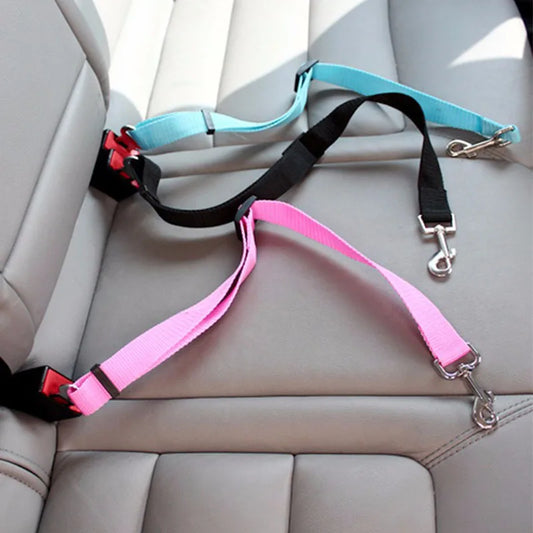 Pet Car Seat Belt – Adjustable Dog & Cat Safety Harness Clip Lead