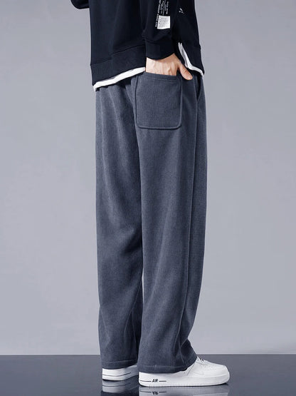 Men's Fleece-Lined Corduroy Sweatpants – Warm Straight Leg Track Pants