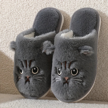 Cat Plush Slippers – Cute 3D Ear Indoor House Shoes with Non-Slip Sole