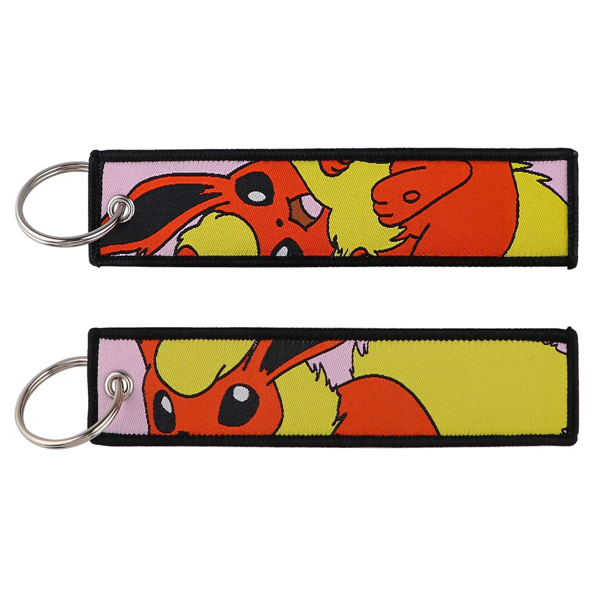 Anime Embroidered Jet Tag Keychain – Cute Cartoon Key Ring