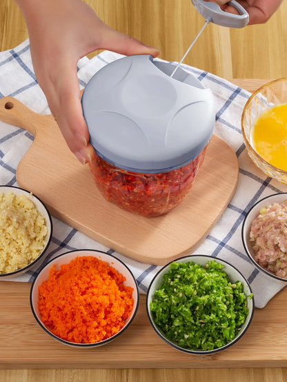 Manual Garlic Chopper – Rotating Vegetable Cutter & Crusher, 500/900ML